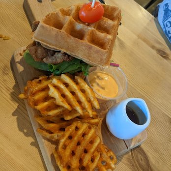 Hide Out Cafe - Chicken and waffles sandwich - Cafes Near Me - Rowland Heights, California Hide Out Cafe - Chicken and waffles sandwich - Cafes Near Me - Rowland Heights, California