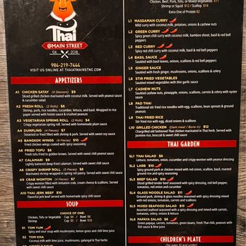 Thai At Main Street - Menu as of 3/23 *For price reference - Thai Near Me - Durham, North Carolina Thai At Main Street - Menu as of 3/23 *For price reference - Thai Near Me - Durham, North Carolina