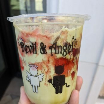 Devil & Angel Desserts - Black Sugar Matcha-Berry Milk Tea - Bubble Tea Near Me - Concord, California Devil & Angel Desserts - Black Sugar Matcha-Berry Milk Tea - Bubble Tea Near Me - Concord, California