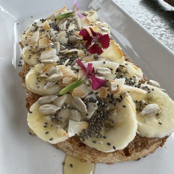 Lofty Coffee - Delicious Toast with peanut butter, honey, bananas & seeds. - Cafes Near Me - Solana Beach, California Lofty Coffee - Delicious Toast with peanut butter, honey, bananas & seeds. - Cafes Near Me - Solana Beach, California