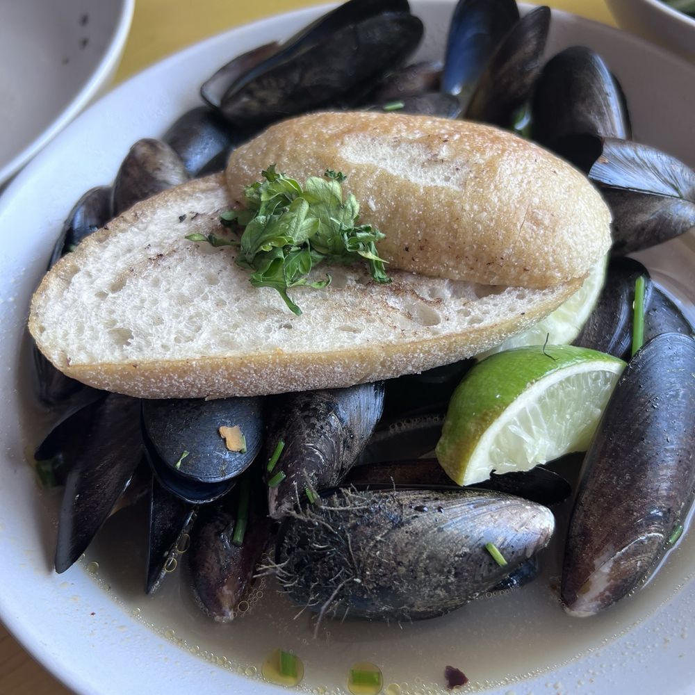 Ginger miso mussels.