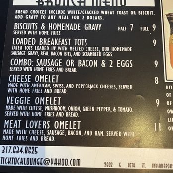 Tick Tock Lounge - Brunch menu - Lounges Near Me - Indianapolis, Indiana
