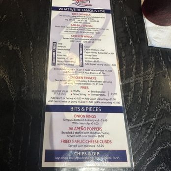 Bar-Bill North - Menu side 1 - Chicken Wings Near Me - Clarence, New York