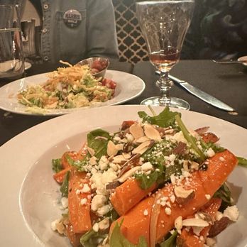 Bleu Duck Kitchen - Carrots in the foreground and brussels sprouts in the background - New American Near Me - Rochester, Minnesota
