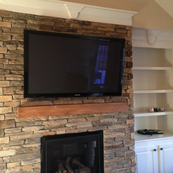 TVmtn.com - Rock wall w/ wire hide in Kernersville, NC - TV Mounting Near Me TVmtn.com - Rock wall w/ wire hide in Kernersville, NC - TV Mounting Near Me