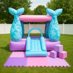 Nanny D's Parties and More - Mermaid Bounce House...with pastel mats. $160 Weekends 4 hours $120 Week Days 6 hours