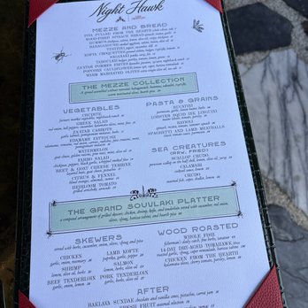 Night Hawk - Menu - Greek Near Me - Coronado, California