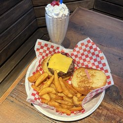 Fuddruckers - 1/2 lb. Original Burger with Fries and Shake