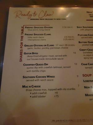 Menu photo 1 Claw Daddy's New York, NY Menu photo 1 Claw Daddy's New York, NY