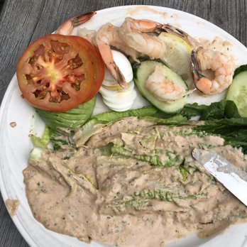 Moss Beach Distillery - Drenched prawn salad. - Seafood Near Me - Moss Beach, California