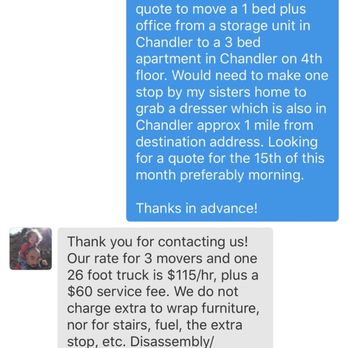 B Line Movers - Original quote - Movers Near Me - Gilbert, Arizona