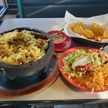 El Nopalito Grill - Molcajete, rice, and beans--delicious! - Mexican Near Me - Miner, Missouri