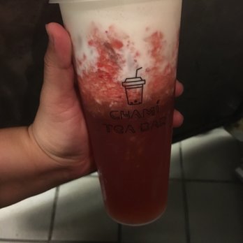 Chami Tea Bar - Strawberry green tea with cheese foam - Bubble Tea Near Me - Whittier, California