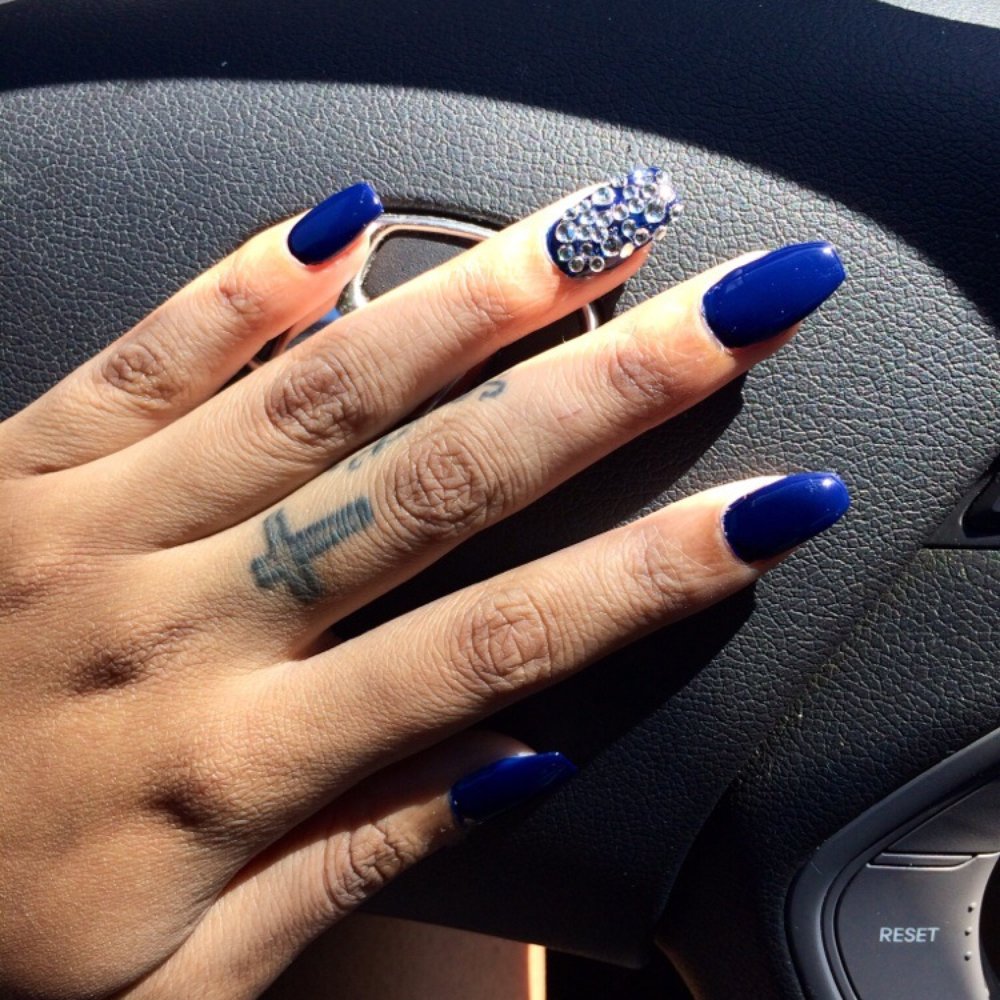 Simple dark blue because my hair dye stains my nails