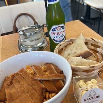 Pastaru Pastificio - Fusilli, vodka sauce, chicken cutlet and a Peroni - Italian Near Me - Mineola, New York