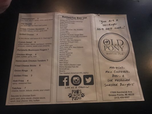Menu photo 5 Old Pony Martini Pub Grosse Pointe, MI Menu photo 5 Old Pony Martini Pub Grosse Pointe, MI