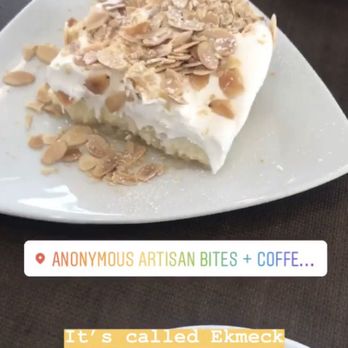 Anonymous Cafe - Ekmeck with shredded phyllo, custard, cream, and toasted sliced almonds.AMAZING - Coffee & Tea Near Me - Houston, Texas Anonymous Cafe - Ekmeck with shredded phyllo, custard, cream, and toasted sliced almonds.AMAZING - Coffee & Tea Near Me - Houston, Texas