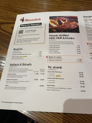 Menu photo 2 Nandos Botany Botany, AUK Menu photo 2 Nandos Botany Botany, AUK