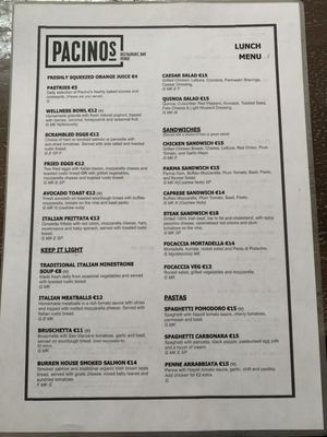 Menu photo 1 Pacino's Dublin, D