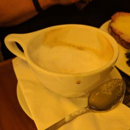 This cup is huge and was full when it arrived. I ordered a macchiato, but received a latte. Barista didn't know the difference. This cup is huge and was full when it arrived. I ordered a macchiato, but received a latte. Barista didn't know the difference.