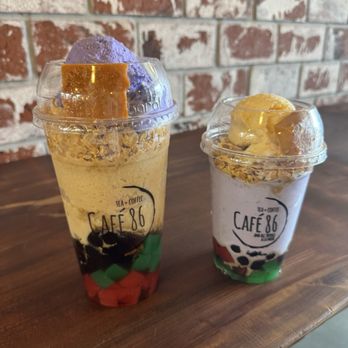 Cafe 86 - Regular size signature halo halo & mini upside down halo halo. - Desserts Near Me - Daly City, California Cafe 86 - Regular size signature halo halo & mini upside down halo halo. - Desserts Near Me - Daly City, California