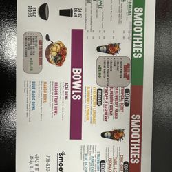 The Smoothie Bar - Menu