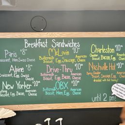 Breakfast menu Breakfast menu