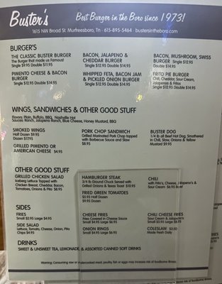 Menu photo 1 Buster's Place Murfreesboro, TN