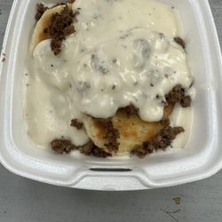 Dave's - Grilled biscuits with sausage gravy