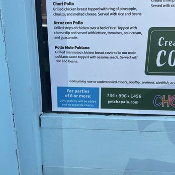 Chapala Mexican Restaurant - 20% gratuity added to parties of 6+ - Tacos Near Me - Ann Arbor, Michigan Chapala Mexican Restaurant - 20% gratuity added to parties of 6+ - Tacos Near Me - Ann Arbor, Michigan
