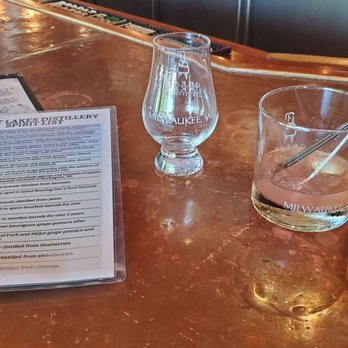 Great Lakes Distillery - Adult sippy cups/ menu shows they make like a few dozen spirits - Distilleries Near Me - Milwaukee, Wisconsin Great Lakes Distillery - Adult sippy cups/ menu shows they make like a few dozen spirits - Distilleries Near Me - Milwaukee, Wisconsin