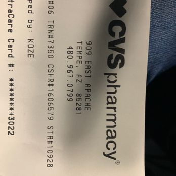 CVS Pharmacy - the receipt for the check - Drugstores Near Me - Tempe, Arizona