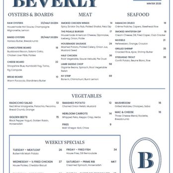 The Beverly - Winter 2026 menu - American Near Me - Berkley, Michigan