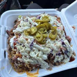 Gray Smoke Barbecue - Full pork nachos w/ slaw & beans 4.9.26