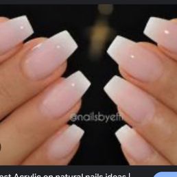 The shape and nail I originally wanted. But changed the color to all white because they didn't have the exact nude color to ombré it.