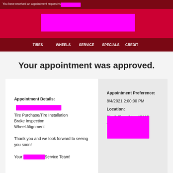Big O Tires - Confirmation that my appointment was approved - Auto Repair Near Me - Benicia, California Big O Tires - Confirmation that my appointment was approved - Auto Repair Near Me - Benicia, California