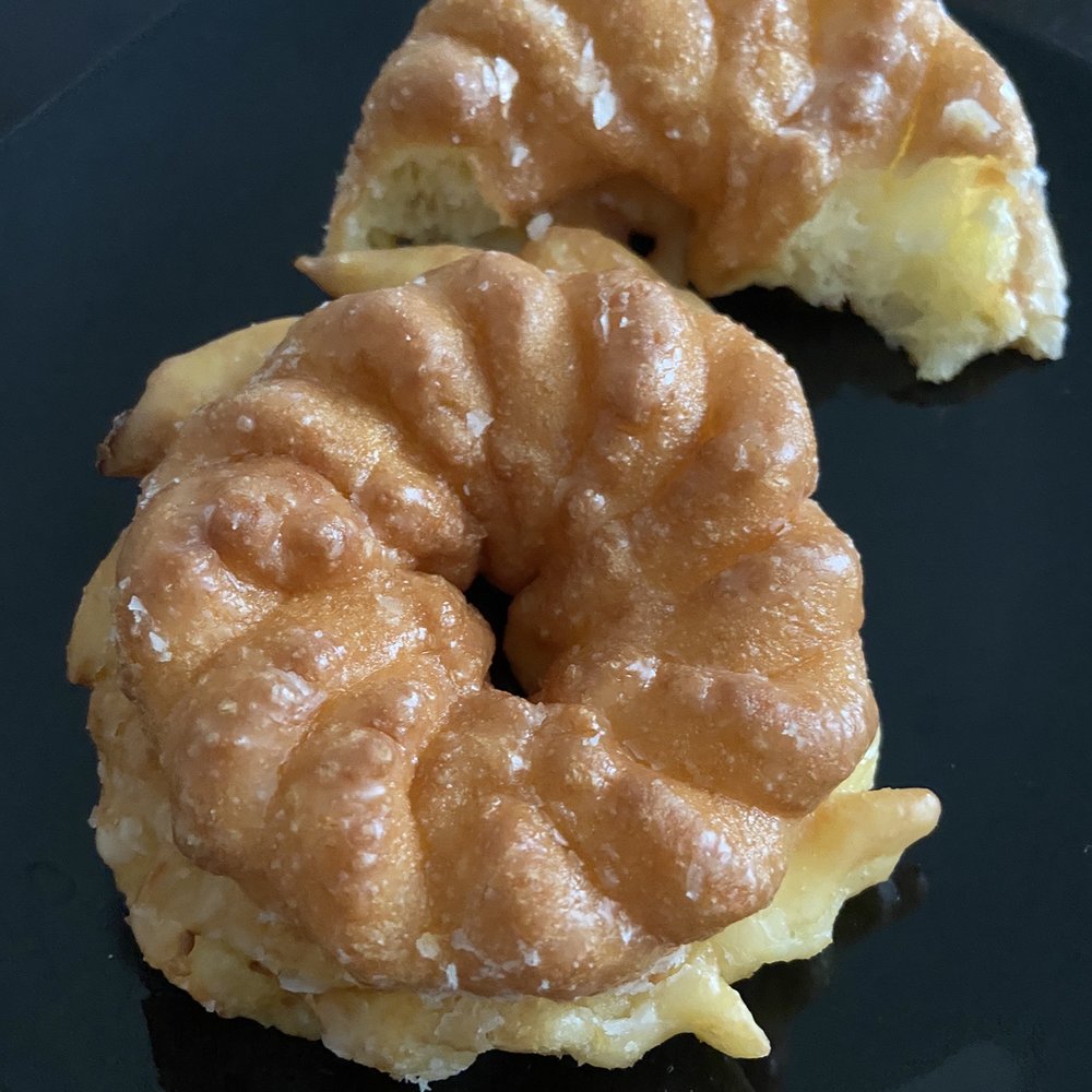 Freshh Donuts - French cruller.  Oops took some bites before photo shoot - Donuts Near Me - Chino Hills, California