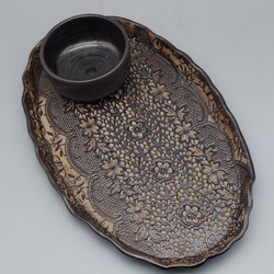Colorado River Pottery - Large Oval Lace Textured Chip N Dip!
