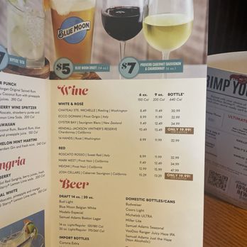 Red Lobster - Drink menu as of 4/2024 - Seafood Near Me - Branson, Missouri