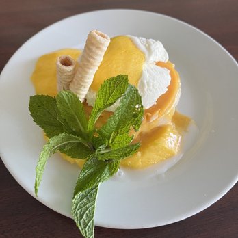 Thai Orchid Restaurant - Mango Sticky Rice Topped With Mango Sorbet and Coconut Ice Cream. YUM!!!! - Thai Near Me - Murrieta, California Thai Orchid Restaurant - Mango Sticky Rice Topped With Mango Sorbet and Coconut Ice Cream. YUM!!!! - Thai Near Me - Murrieta, California