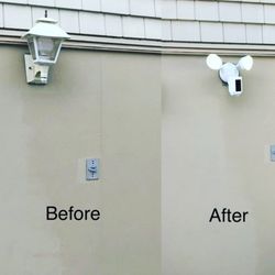 Almera Tech Services - Turn any light into a HD security camera with LED floodlights, two-way talk and a siren. Call us to have it professionally installed $350.