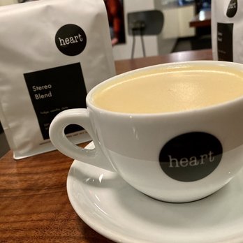 Heart Roasters - Honey Cardamom Latte and a bag of beans (Stereo Blend) - Coffee & Tea Near Me - Portland, Oregon Heart Roasters - Honey Cardamom Latte and a bag of beans (Stereo Blend) - Coffee & Tea Near Me - Portland, Oregon
