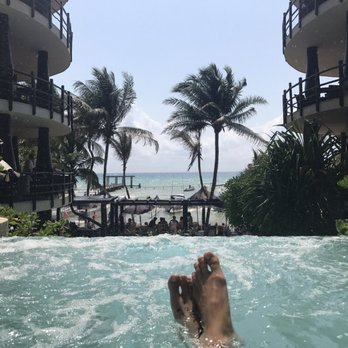 El Taj - The view from the top pool. There are 3 massage water jet chairs inside the water to relax! - Hotels Near Me - Playa del Carmen, ROO