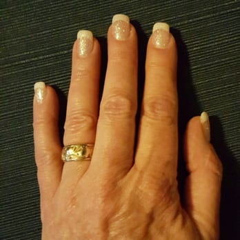 Orchard Nails - Just what I asked for... light pink powder with pearl look tips and a light sparkly finish. : ) - Nail Salons Near Me - Corona, California