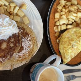 Buttermilk pancakes and omelets