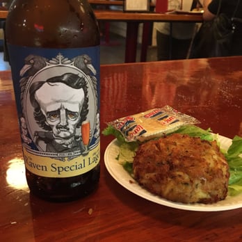 Faidley's Seafood - Crab cake and a local beer. - Seafood Markets Near Me - Baltimore, Maryland