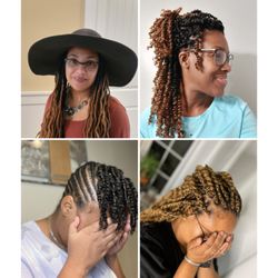Insure Beauty Hair Studio - Crochet Faux Locs
Crochet Passion Twist
Natural Braids with Finger Coils
Two Stand Twist over Locs