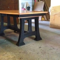 Adirondack Wood Shed - Solid oak Talieson Trestle Table