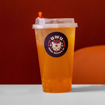 Uwu Desserts - Golden Fruit Tea with mango popping boba - Bubble Tea Near Me - Atlanta, Georgia Uwu Desserts - Golden Fruit Tea with mango popping boba - Bubble Tea Near Me - Atlanta, Georgia