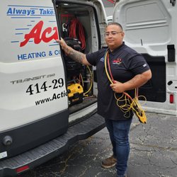 Action Heating & Cooling  - Service Tech Arcadio with the HVAC tools needed from Action Heating & Cooling